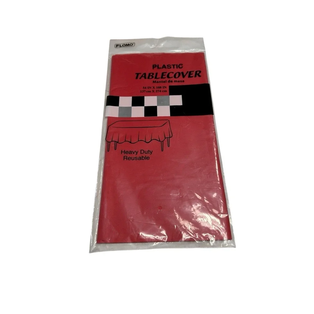FLOMO‎ red plastic table cover rectangle 54x108 inches